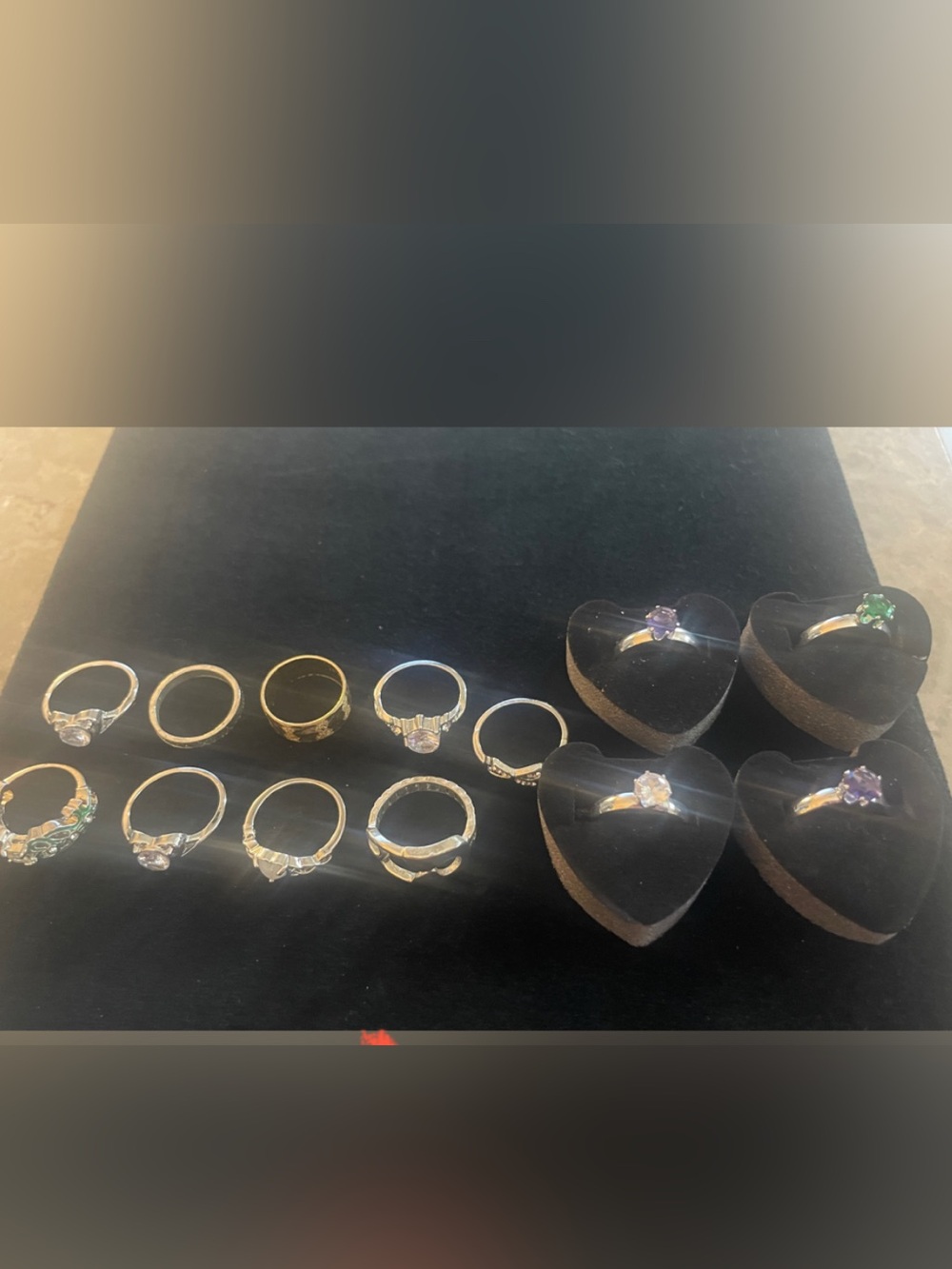 JUNK Mixed Gemstone Gold & Silver tone Rings Sets 4 plastic kids.